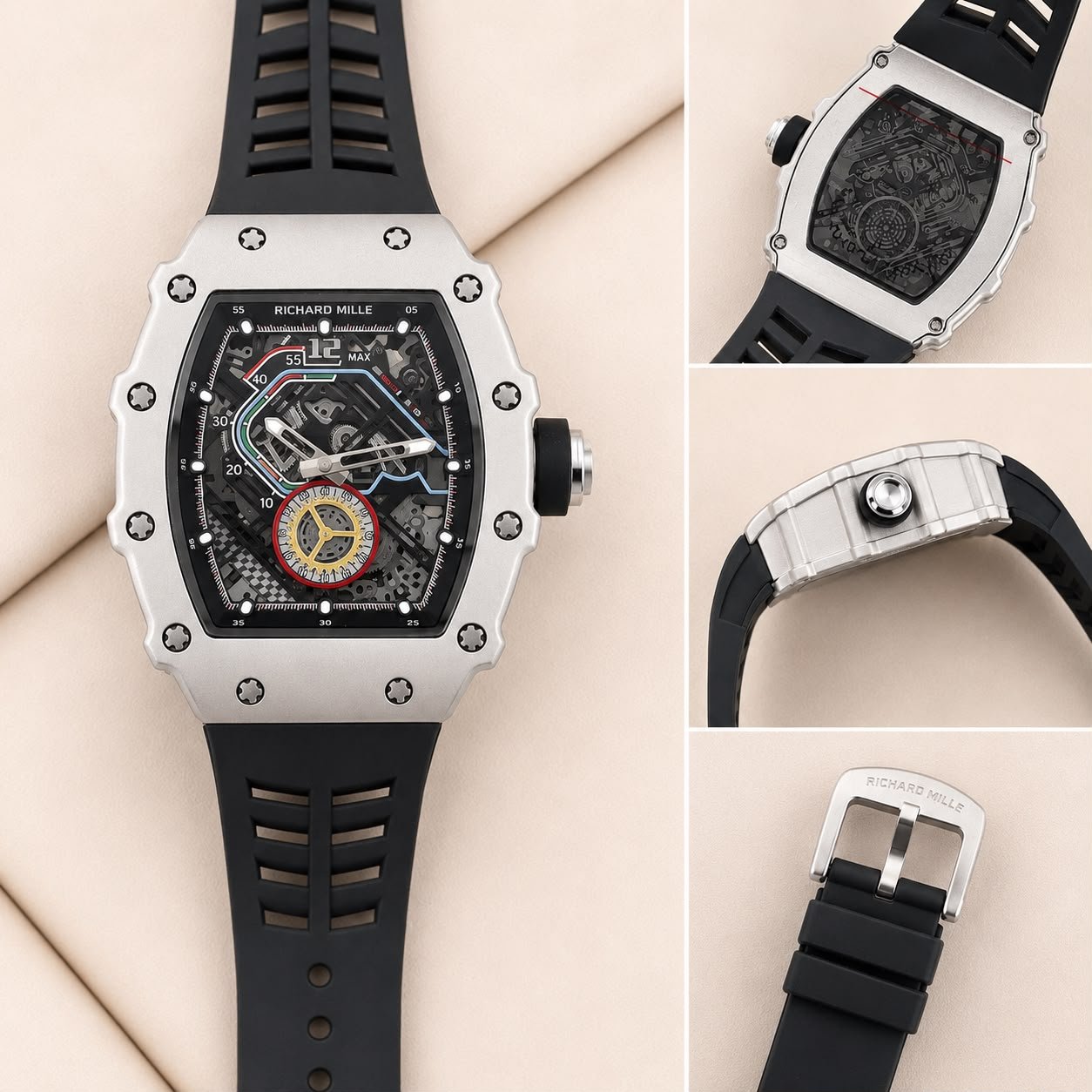Premium Tonneau Sport Watch – Multi-Color Fiber Strap Edition