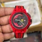 Race Day Chronograph Men’s Watch – Black & Red Silicone
