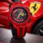 Race Day Chronograph Men’s Watch – Black & Red Silicone