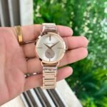 Portia Rose Gold & Blue Luxury Women’s Watch – 32mm Metallic Edition