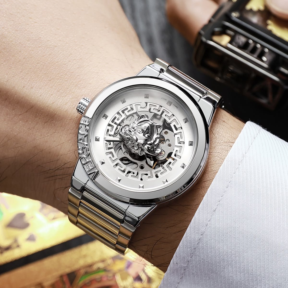 Premium Automatic Men's Watch – Transparent Back Metal Edition