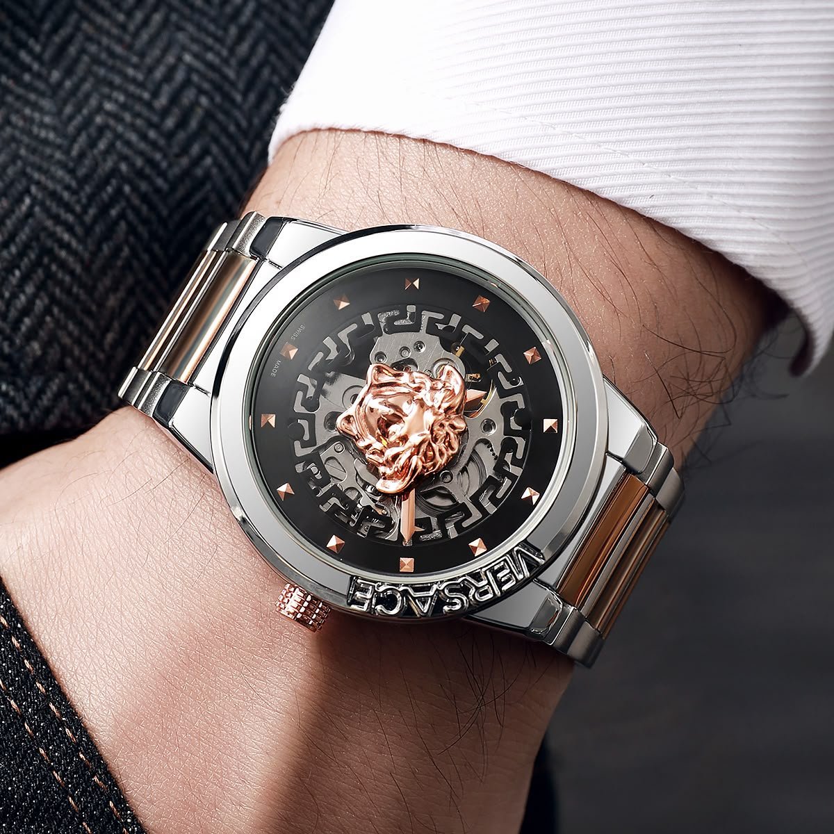 Premium Automatic Men's Watch – Transparent Back Metal Edition