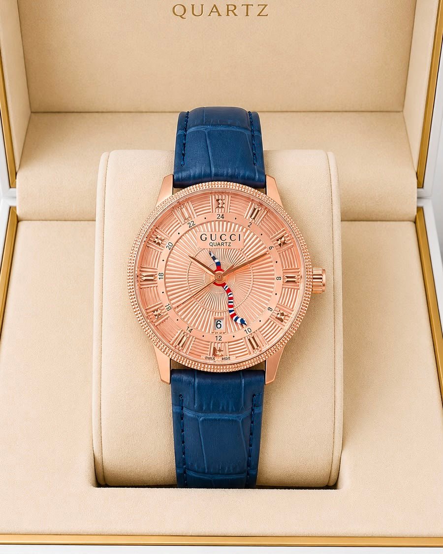 Men's Designer Super Slim Watch – 24-Hour Analog Leather Edition