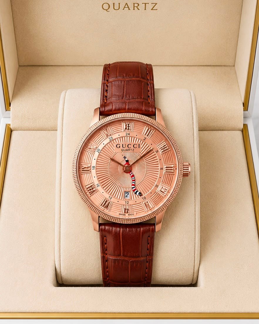 Men's Designer Super Slim Watch – 24-Hour Analog Leather Edition