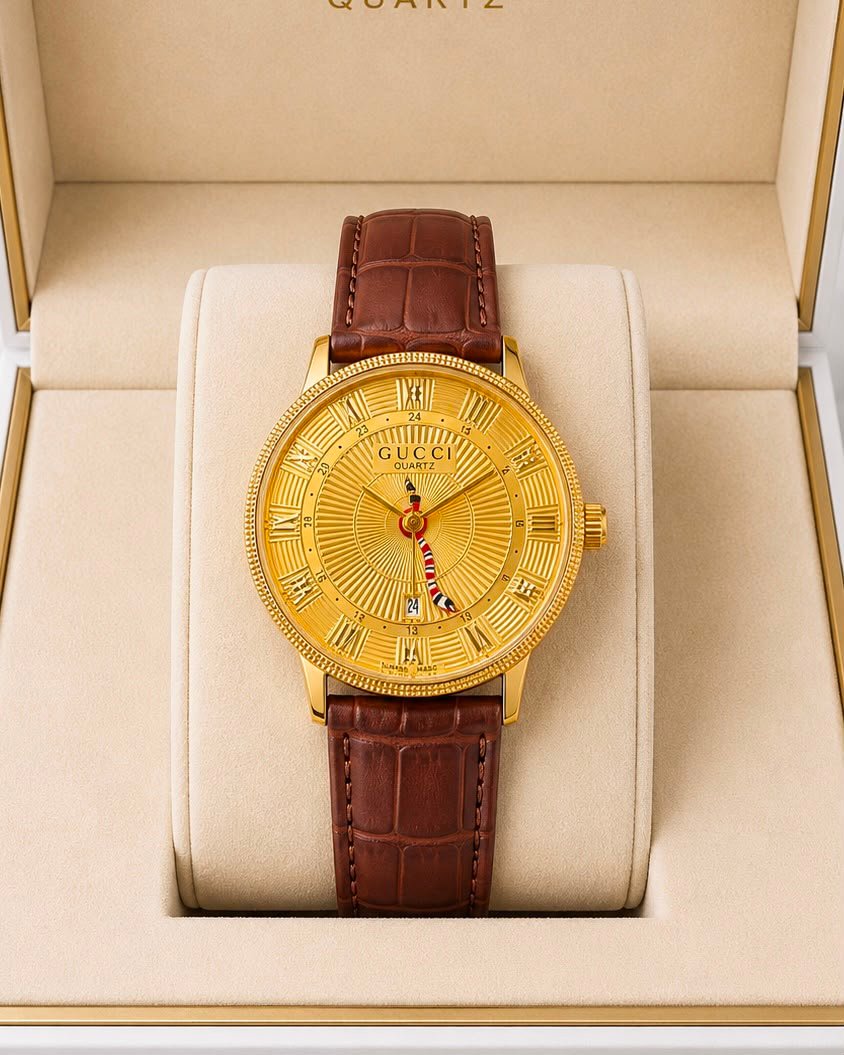Men's Designer Super Slim Watch – 24-Hour Analog Leather Edition