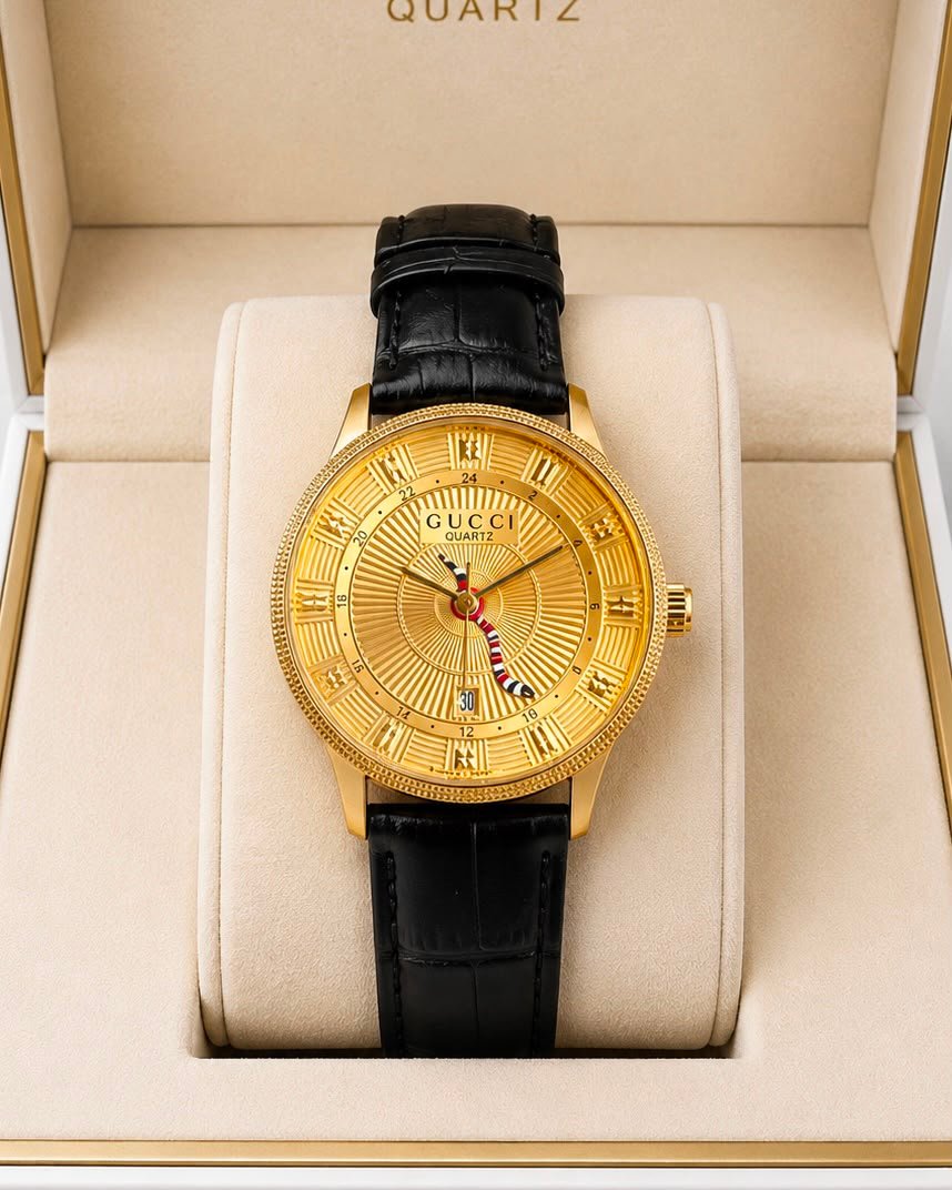 Men's Designer Super Slim Watch – 24-Hour Analog Leather Edition