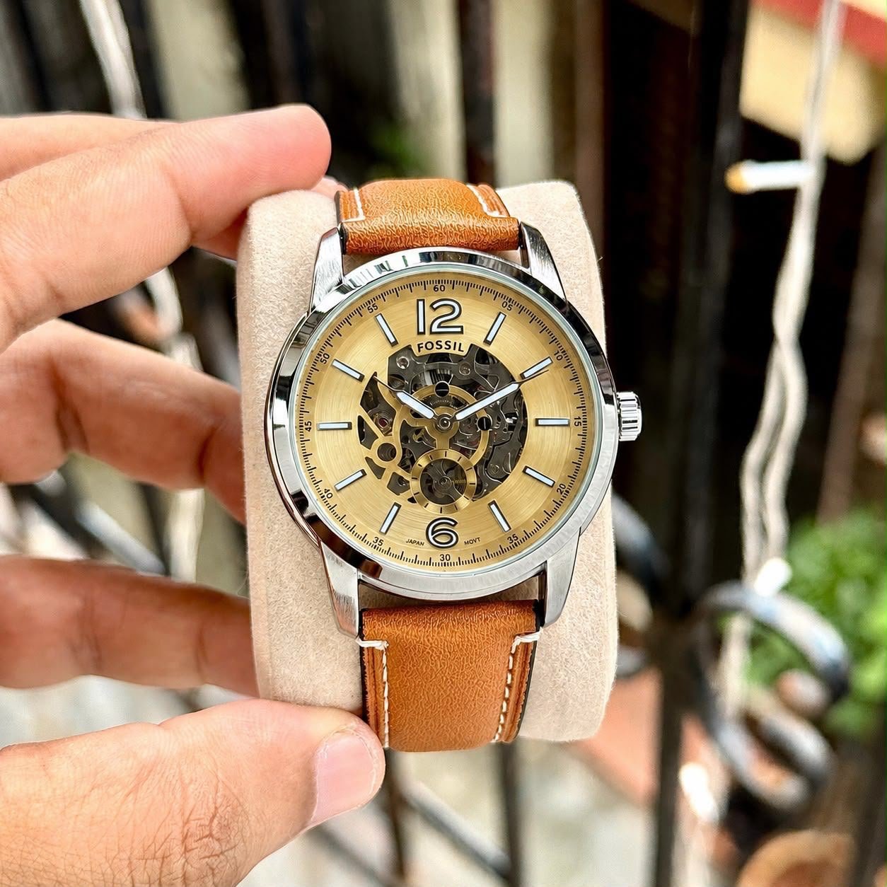 Men's Executive Skeleton Automatic Watch – 42mm Silver Case