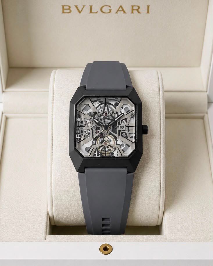 Gunmetal Open Heart Men's Designer Watch – Premium Silicone Strap