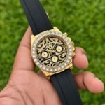 Tiger Eye Edition Men’s Chronograph Watch – Diamond Studded Bezel