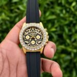 Tiger Eye Edition Men’s Chronograph Watch – Diamond Studded Bezel