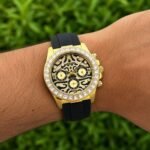 Tiger Eye Edition Men’s Chronograph Watch – Diamond Studded Bezel