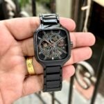 True Square Skeleton Automatic Men's Watch – All-Black Metal Edition