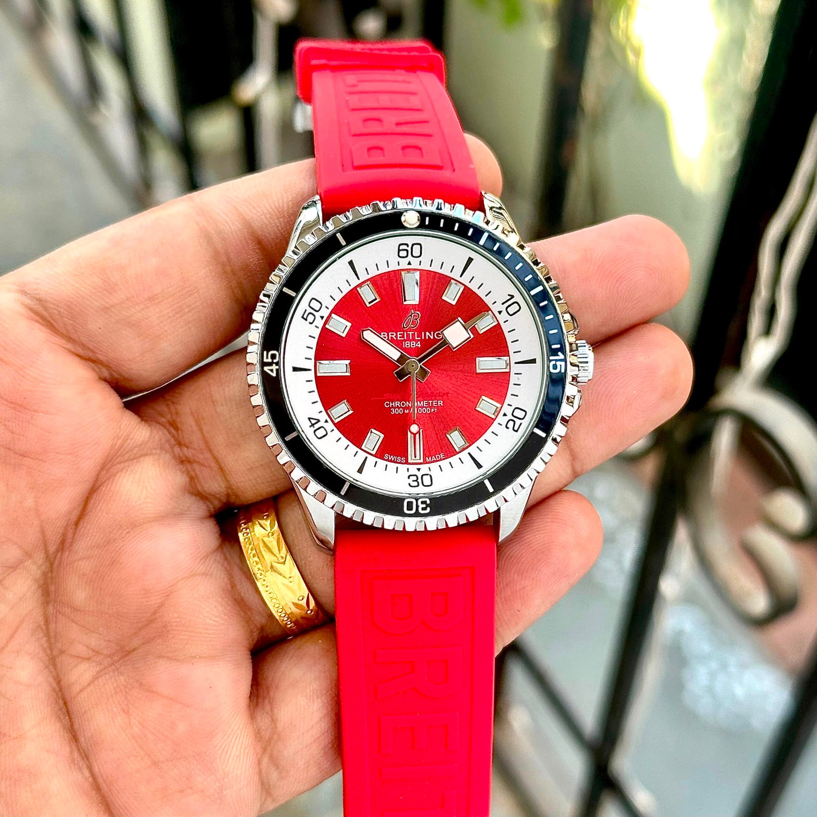 Premium Superocean Men's Sport Watch – Vibrant Red 44mm