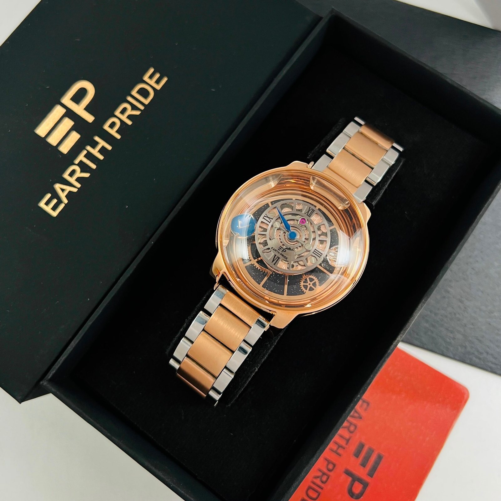 Rose Gold Skeleton Women's Fashion Watch – Open-Heart Dial Edition
