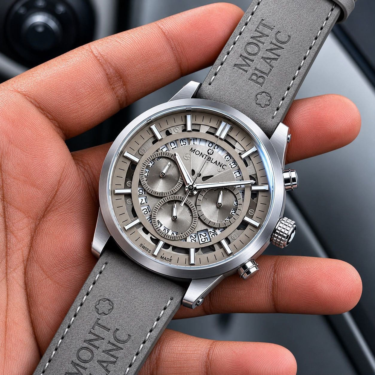 Luxury Grey Series Men's Chronograph – 42mm Formal Leather Edition