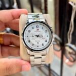 Wesley Dual Time Men’s Watch – Silver Sunray Dial 44mm
