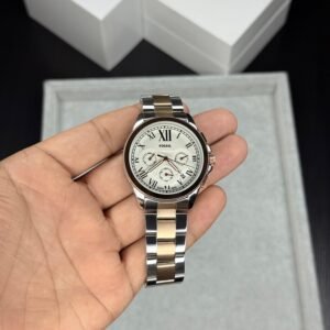 Premium Chronograph Men's Watch – Two-Tone White Dial 42mm
