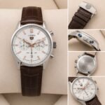 Carrera Chronograph Men’s Watch – Brown Leather & Sunburst Dial