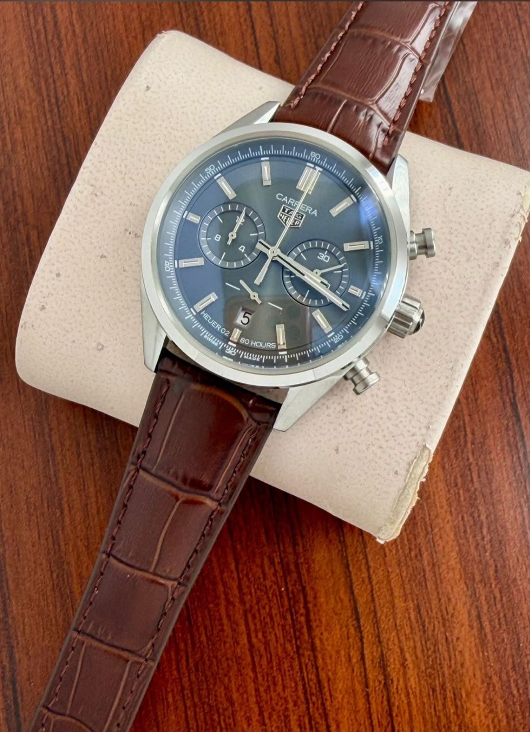 Carrera Chronograph Men's Watch – Brown Leather & Sunburst Dial