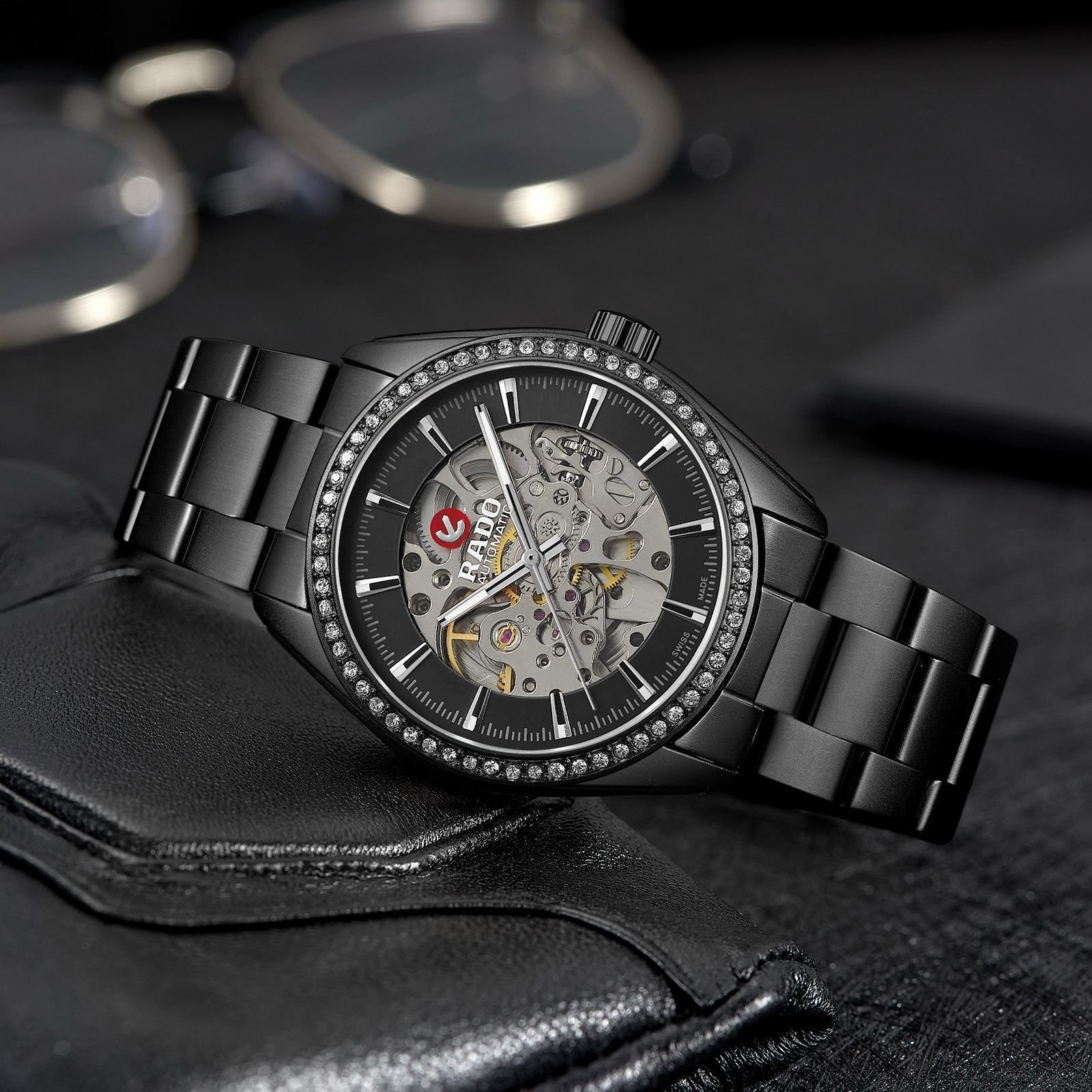 HyperChrome Skeleton Automatic Men's Watch – Diamond Studded 44mm
