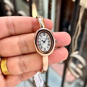 Iconic Baignoire Rose Gold Women's Watch – Luxury Oval Bangle Edition
