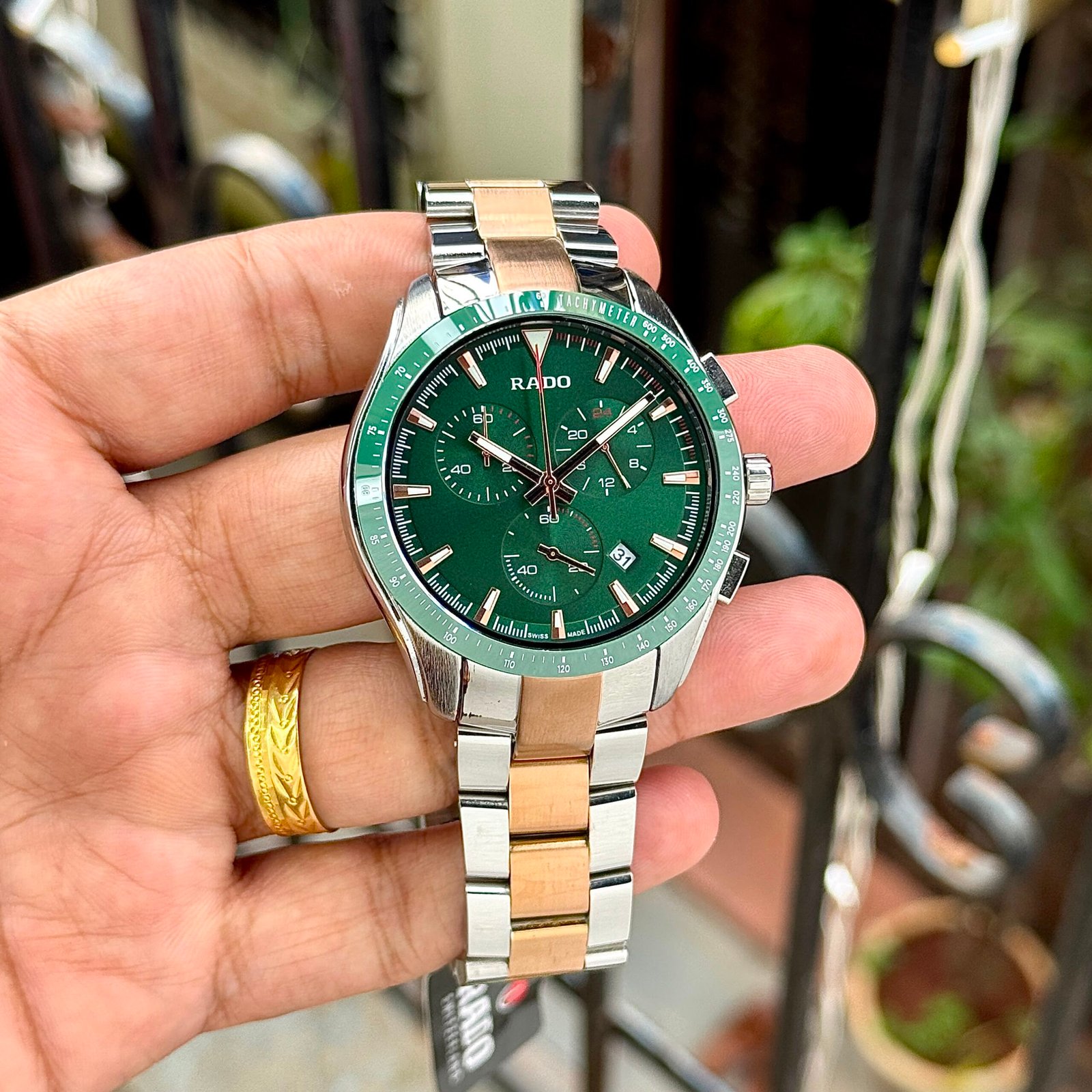 HyperChrome Luxury Men's Chronograph – Two-Tone Green Dial 44mm