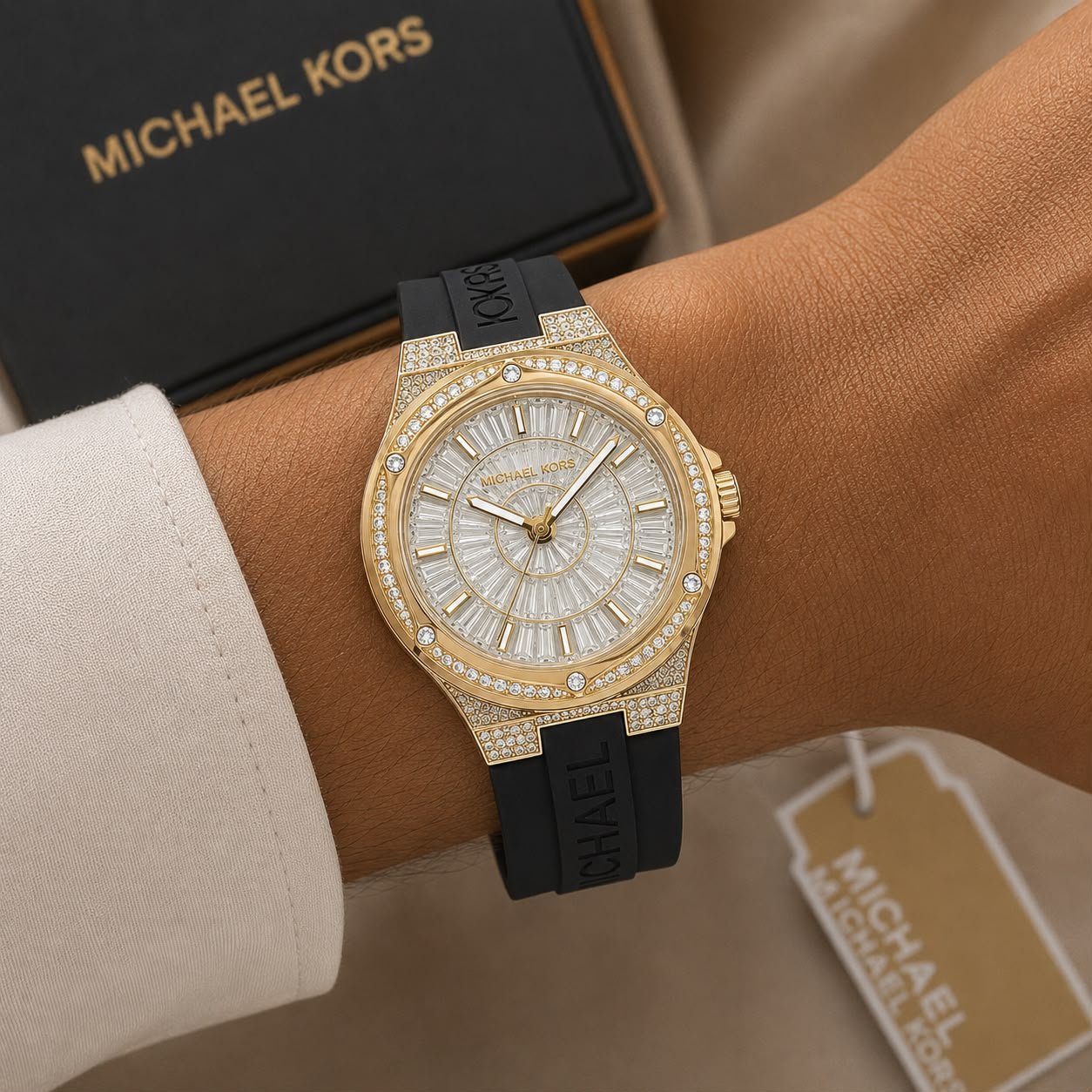 Lennox Luxury Crystal Women's Watch – Gold & Black 38mm