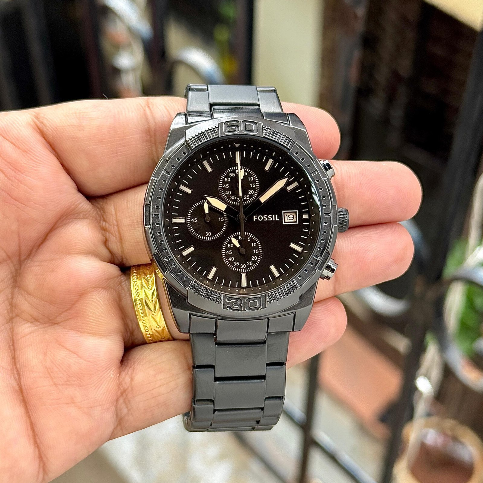 Men's Grant Chronograph Watch – All-Black Stainless Steel Edition