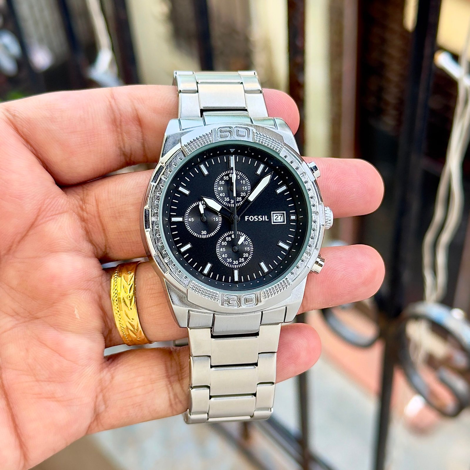 Men's Grant Chronograph Watch – All-Black Stainless Steel Edition