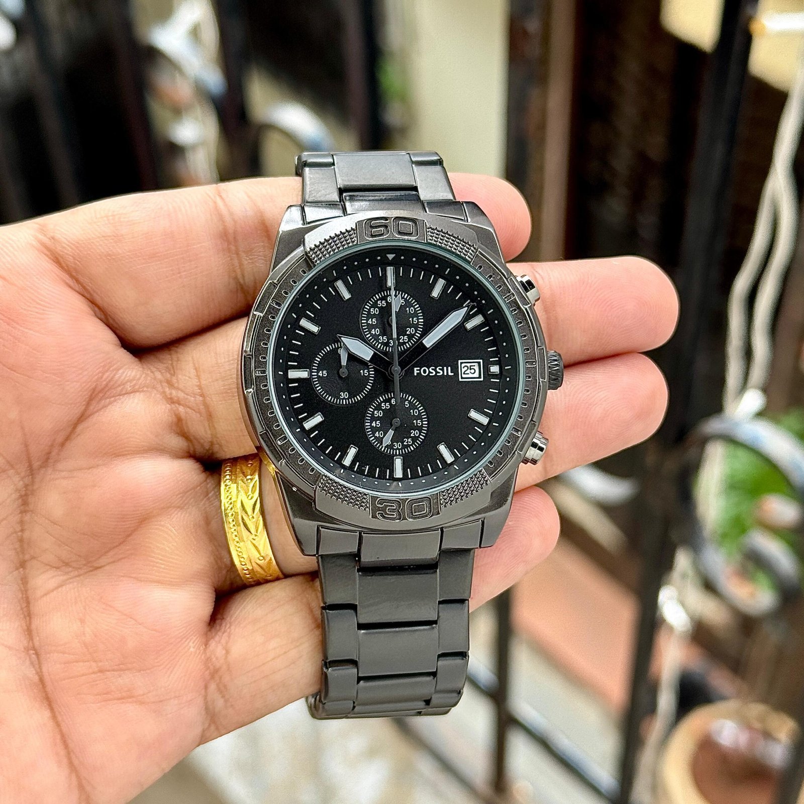 Men's Grant Chronograph Watch – All-Black Stainless Steel Edition