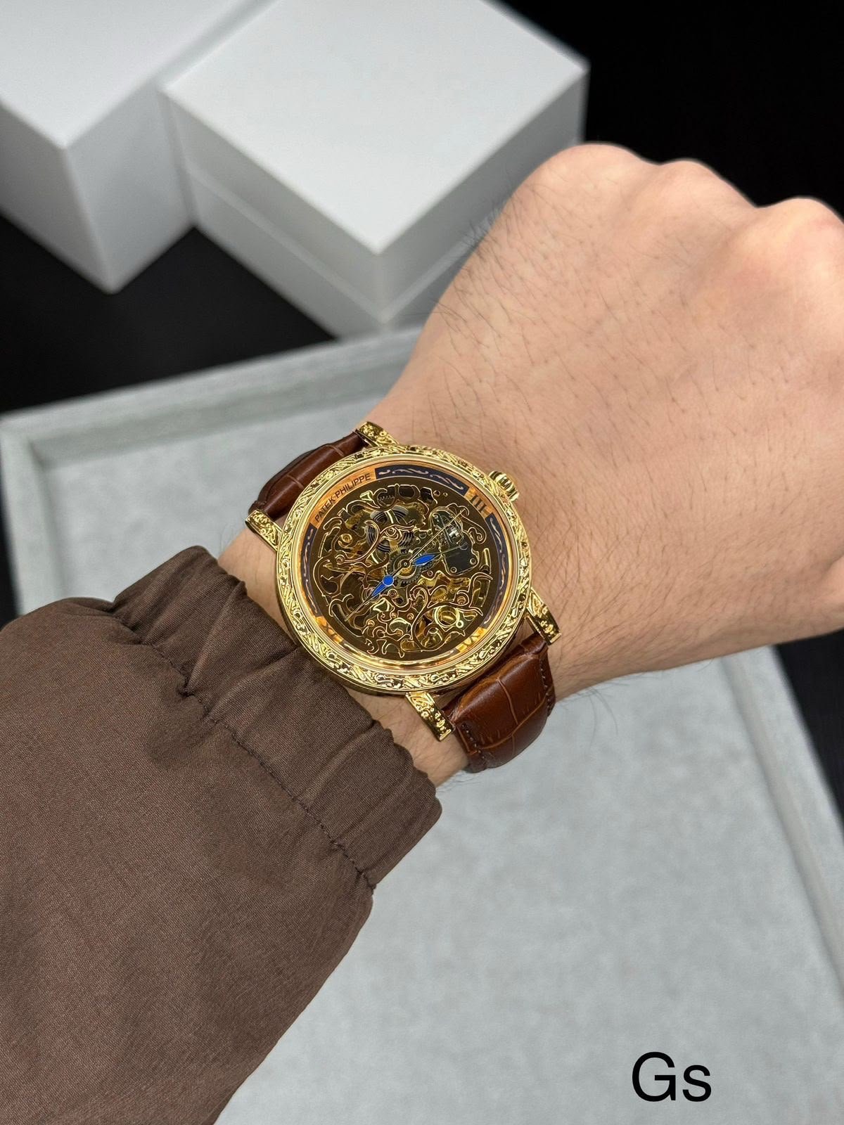 Men's Luxury Skeleton Automatic Watch – Open Back 42mm Edition