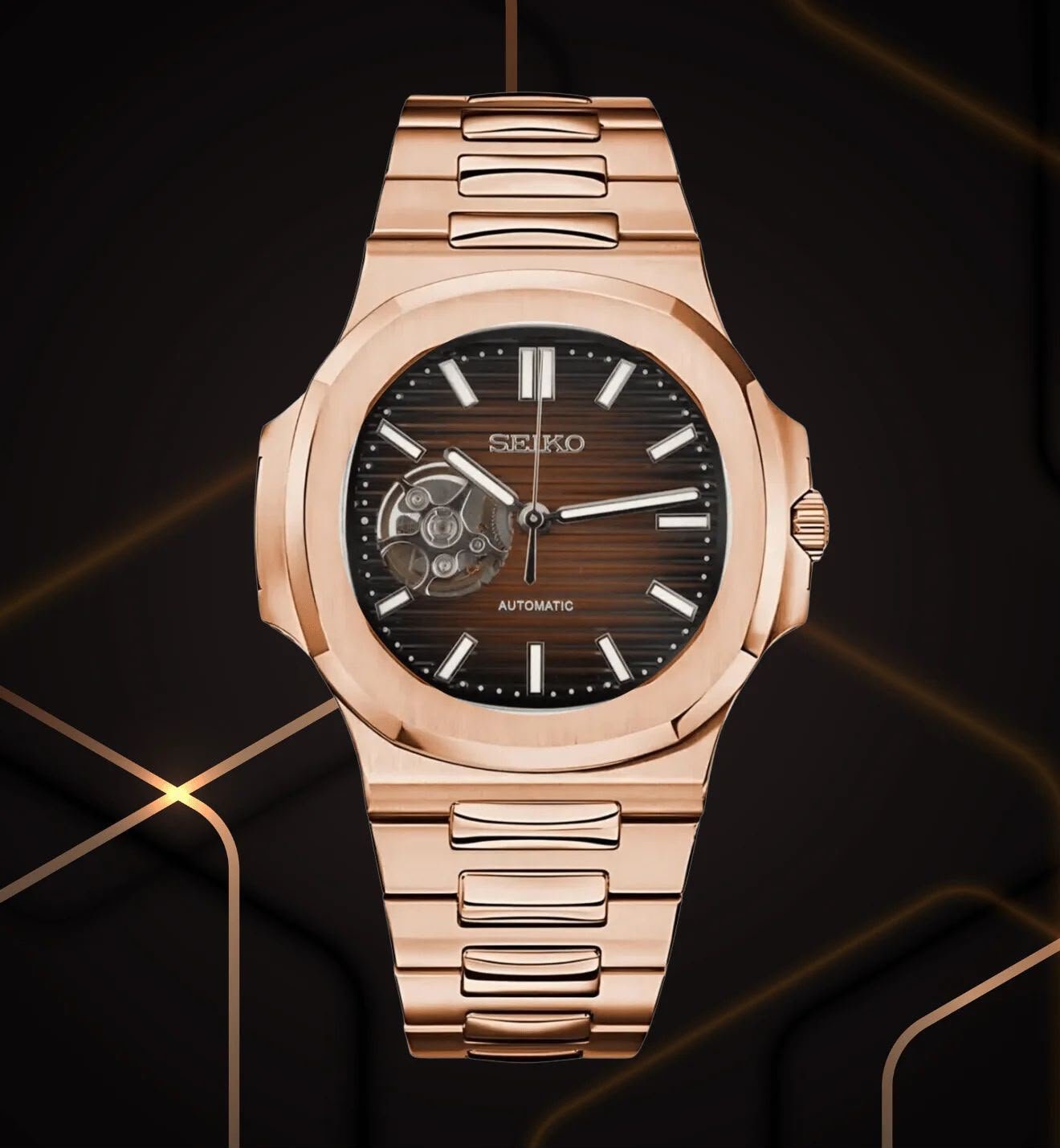 Nautilus Automatic Rose Gold Men's Watch – Gradient Brown 41mm
