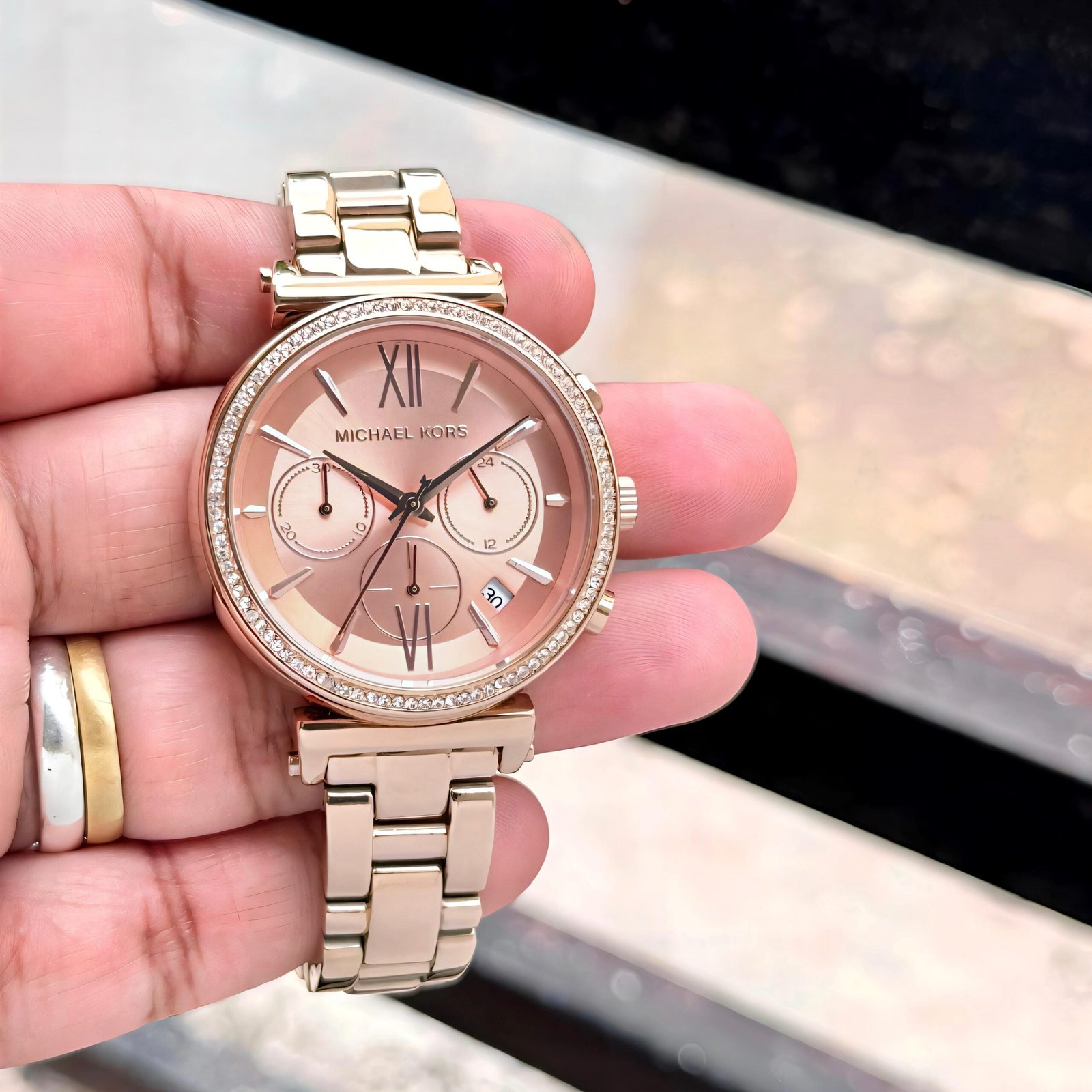 Sofie Collection Rose Gold Women's Watch – Diamond Studded 38mm