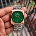 Elegant Square Slim-Fit Women’s Watch – Two-Tone Rose Gold & Silver