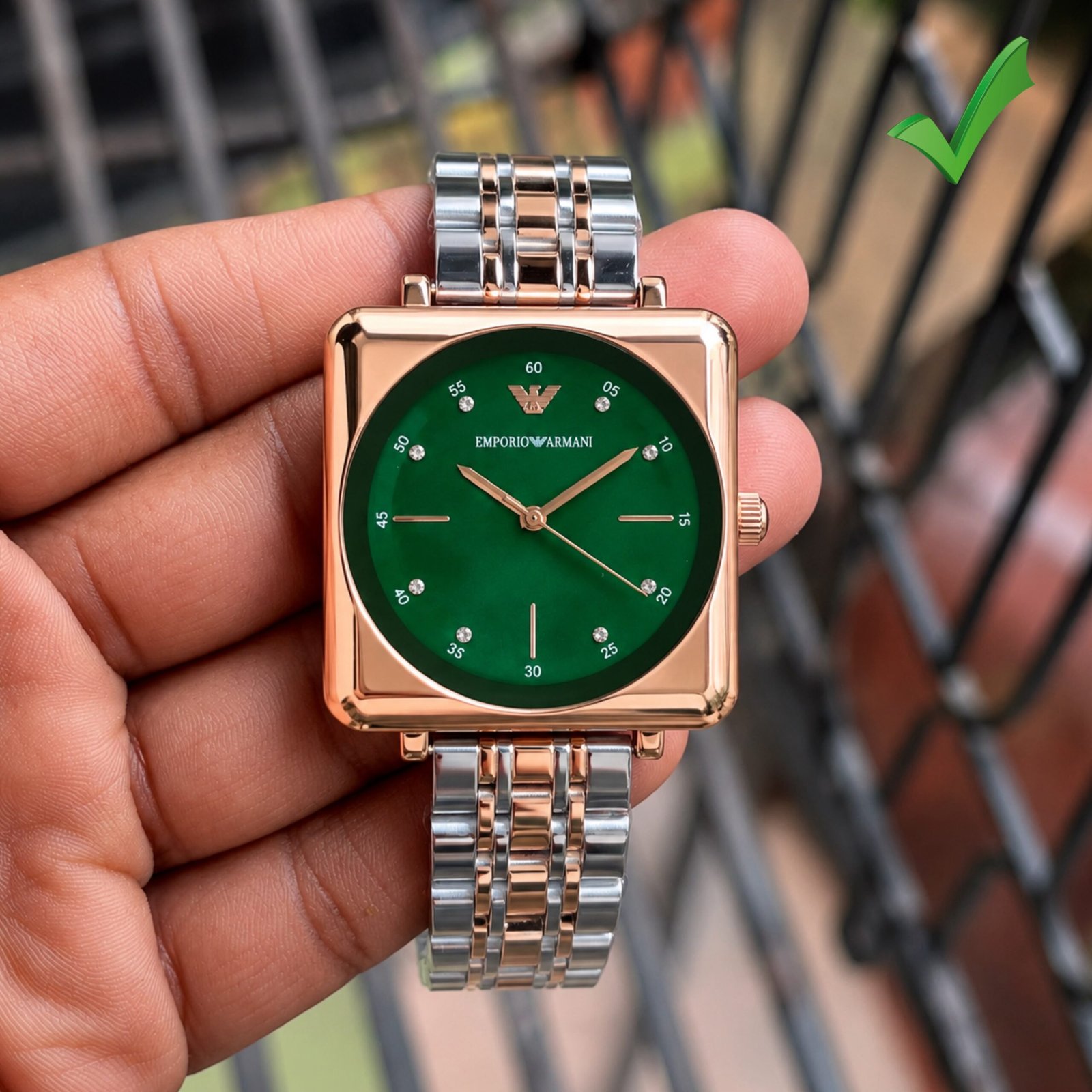 Elegant Square Slim-Fit Women's Watch – Two-Tone Rose Gold & Silver