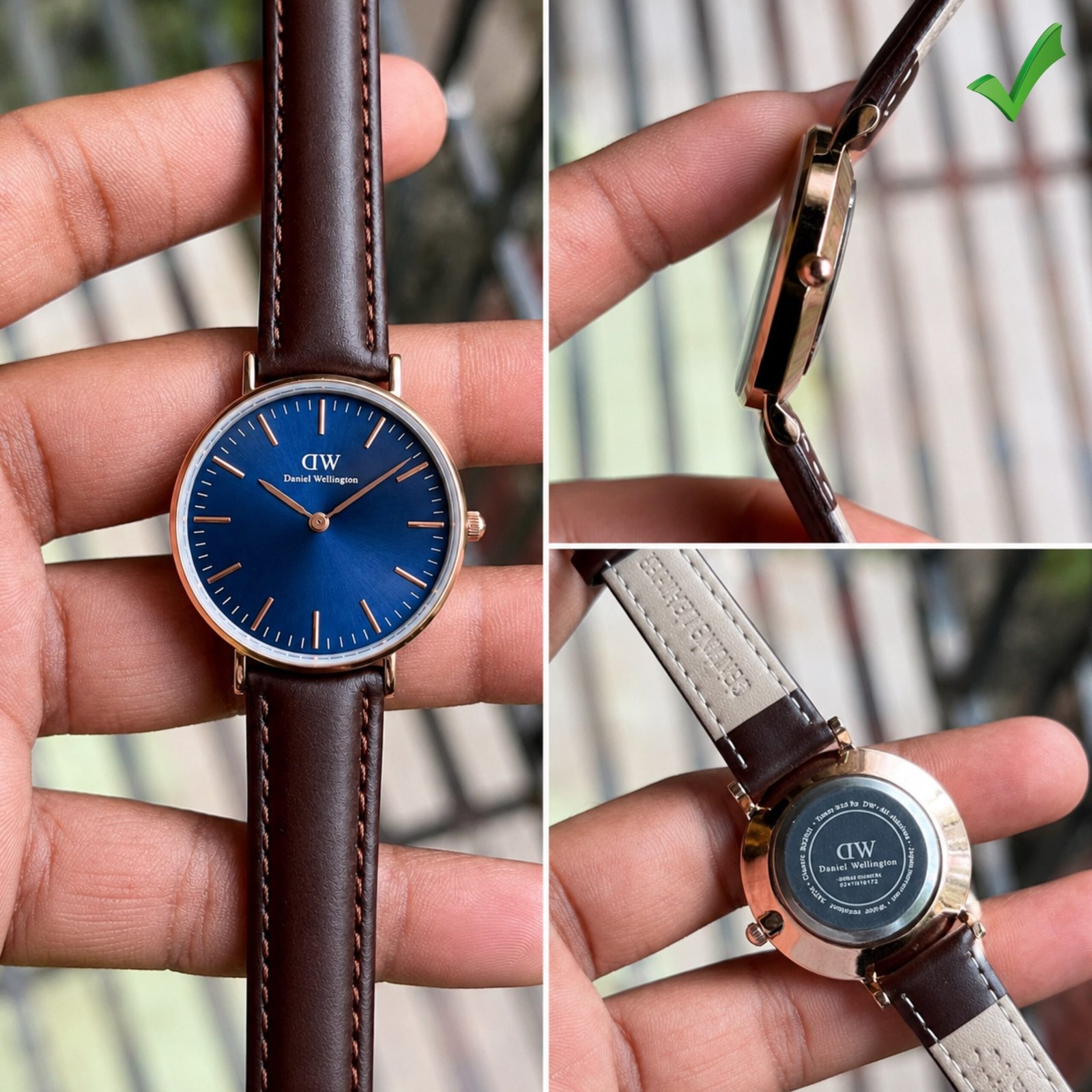 Classic Petite Women's Watch – Royal Blue Dial & Brown Leather