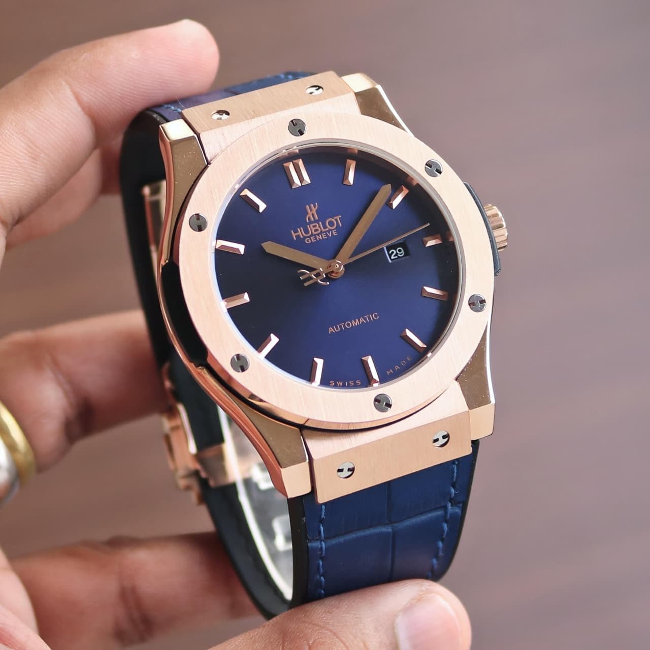 Classic Fusion Automatic Men's Watch – 45mm Rose Gold & Blue Edition