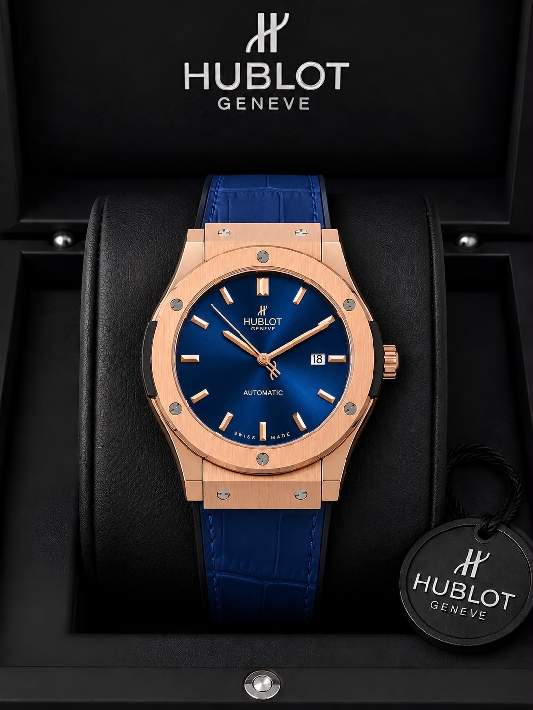 Classic Fusion Automatic Men's Watch – 45mm Rose Gold & Blue Edition
