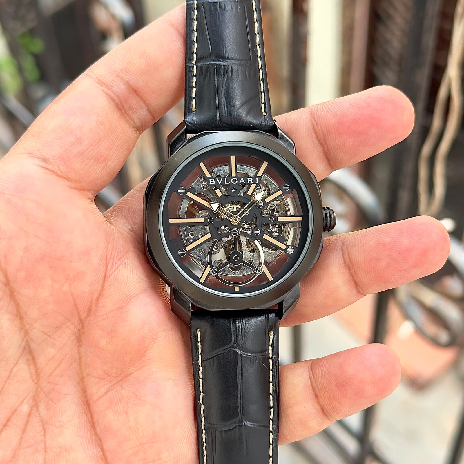 Octo Skeleton Luxury Men's Watch – Rose Gold & Emerald Green Edition