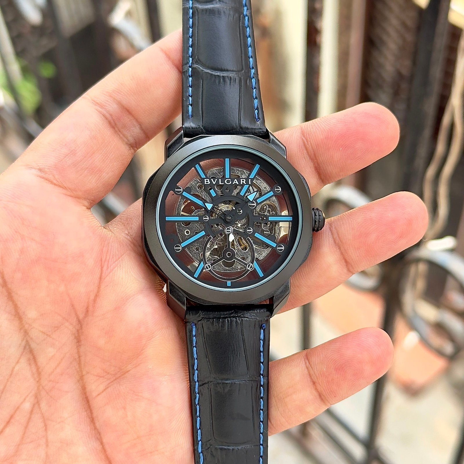 Octo Skeleton Luxury Men's Watch – Rose Gold & Emerald Green Edition