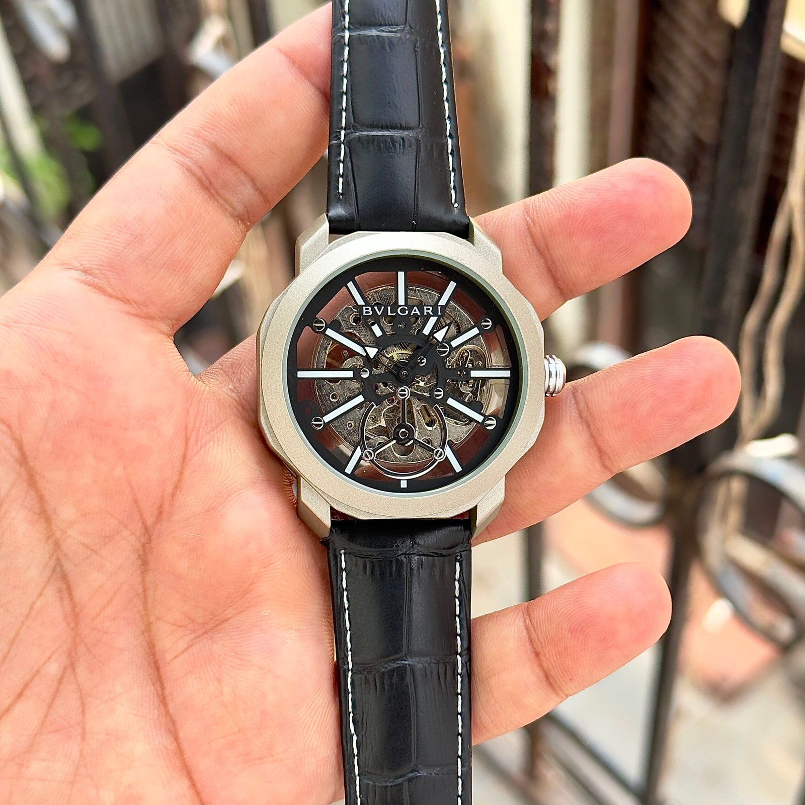 Octo Skeleton Luxury Men's Watch – Rose Gold & Emerald Green Edition