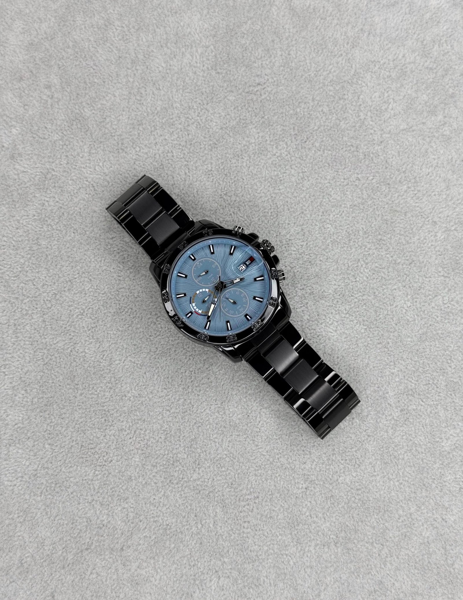 Men's Multifunction Chronograph Watch – Black Dial 42mm Steel Edition
