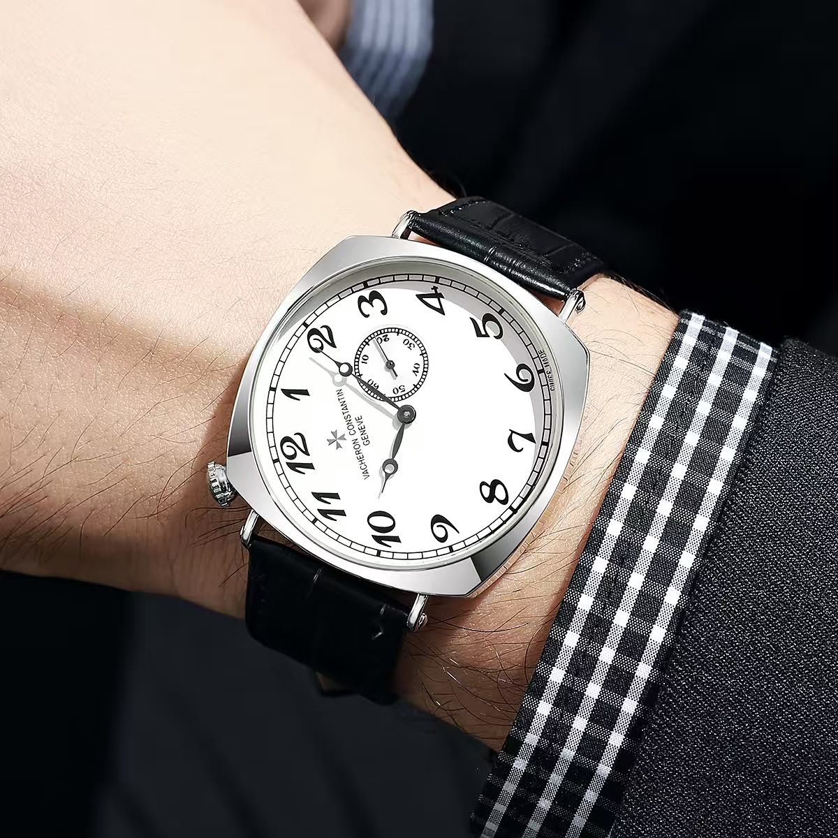 Overseas Skeleton Men's Watch – Brushed Stainless Steel Edition