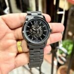 Men's Executive Skeleton Automatic Watch – 42mm All-Black Edition