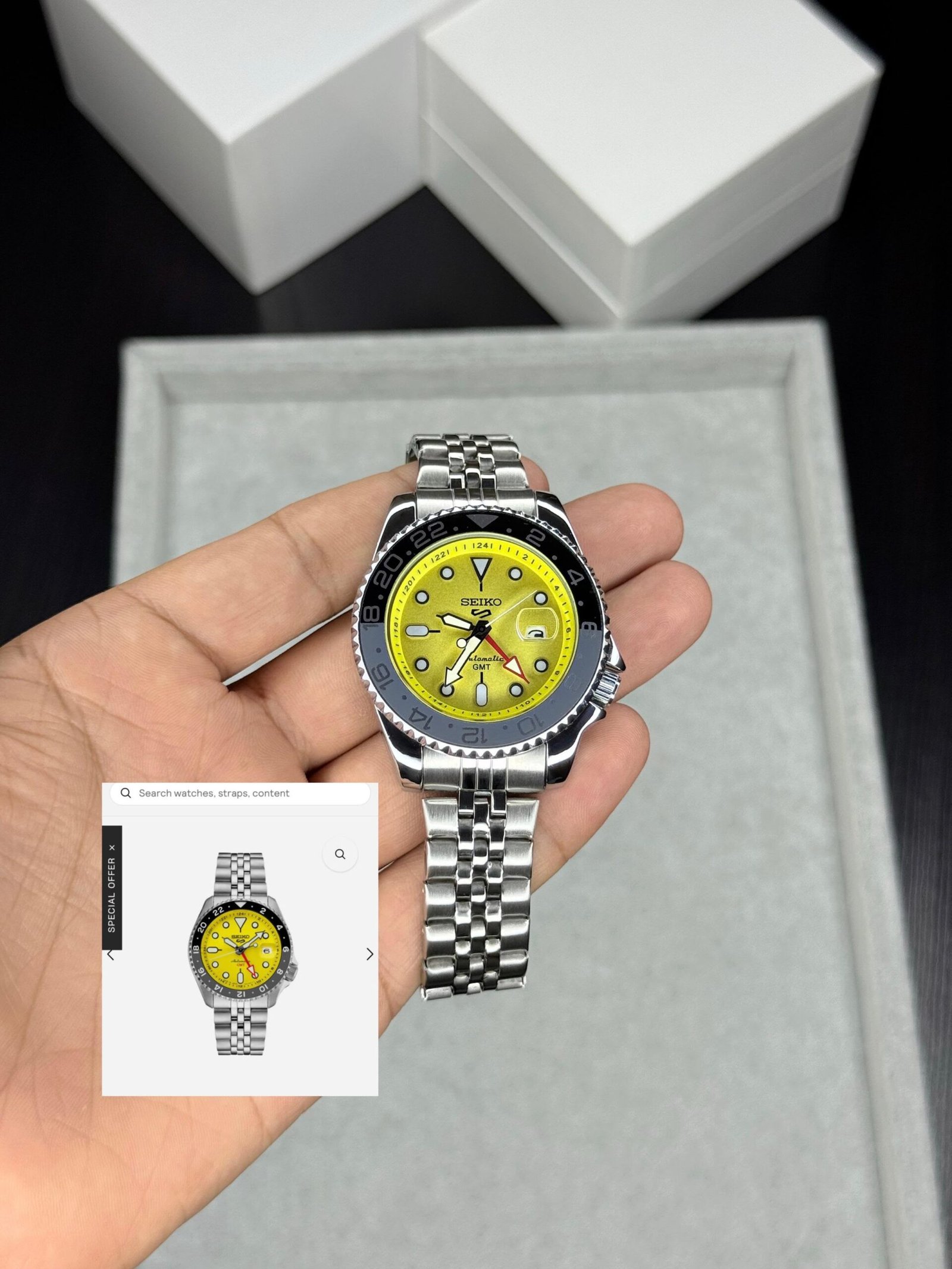 Premium GMT Men's Watch – 42mm Black Dial & Silver Steel Edition