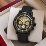 Luxury Formal Chronograph Men's Watch – Black Textured Dial 43mm