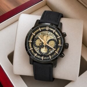 Luxury Formal Chronograph Men's Watch – Black Textured Dial 43mm