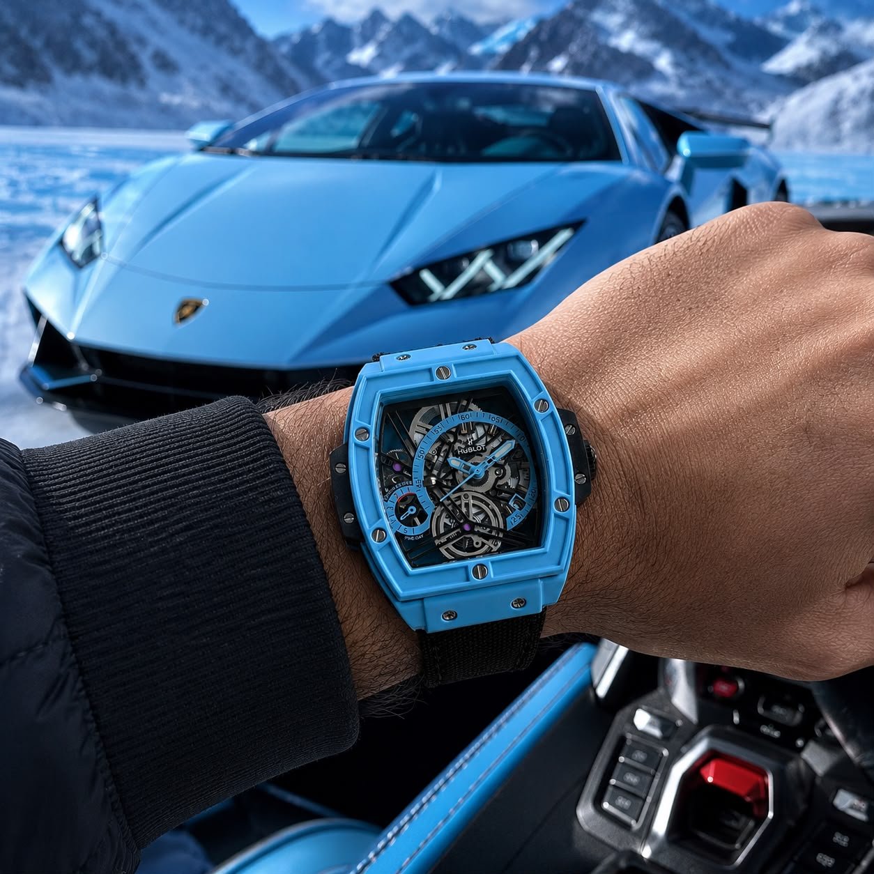 Men's Stealth Skeleton Watch – Black Crocodile Leather & Velcro Edition