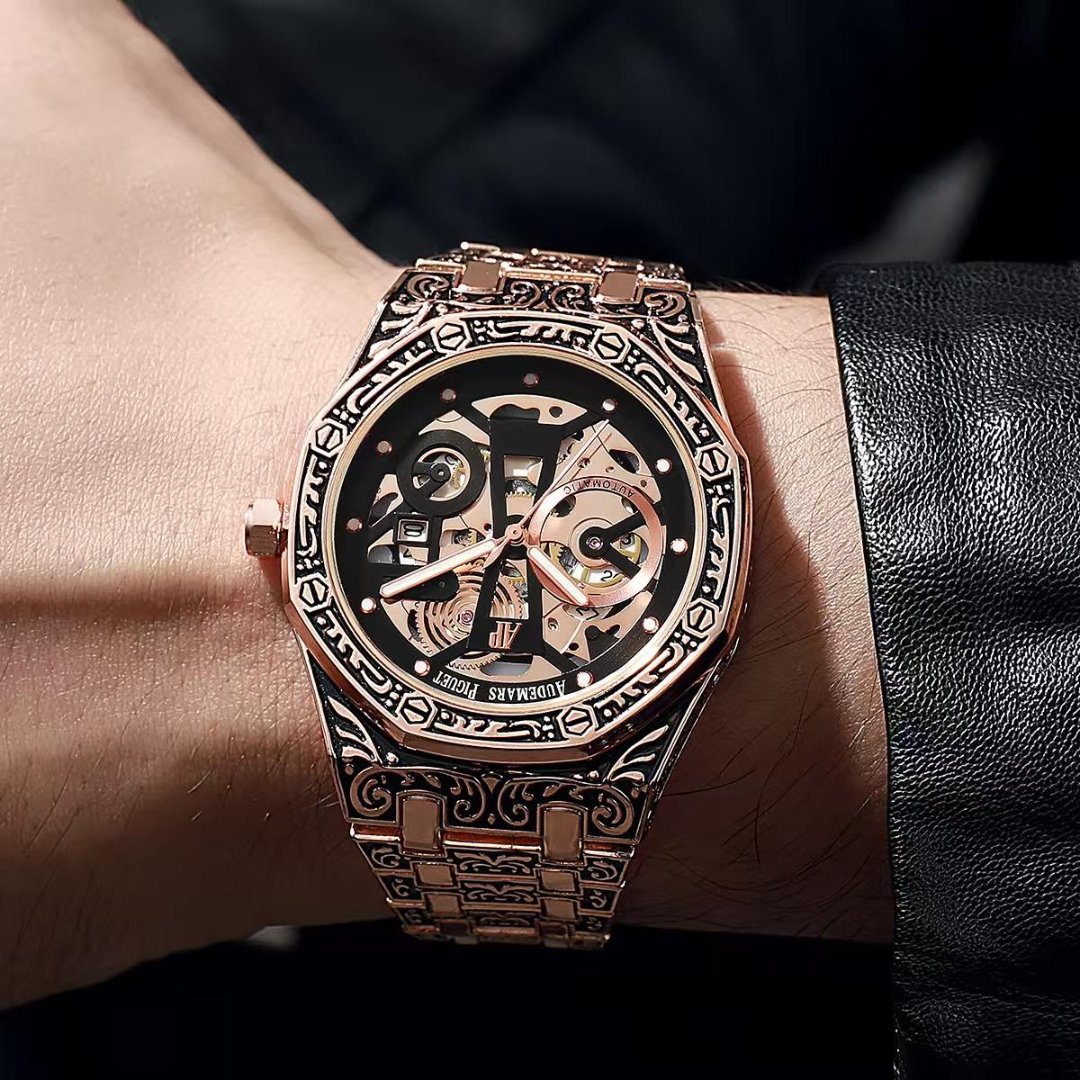 Premium Round Case Men's Watch – 12-Hour Date Edition
