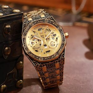 Premium Round Case Men's Watch – 12-Hour Date Edition
